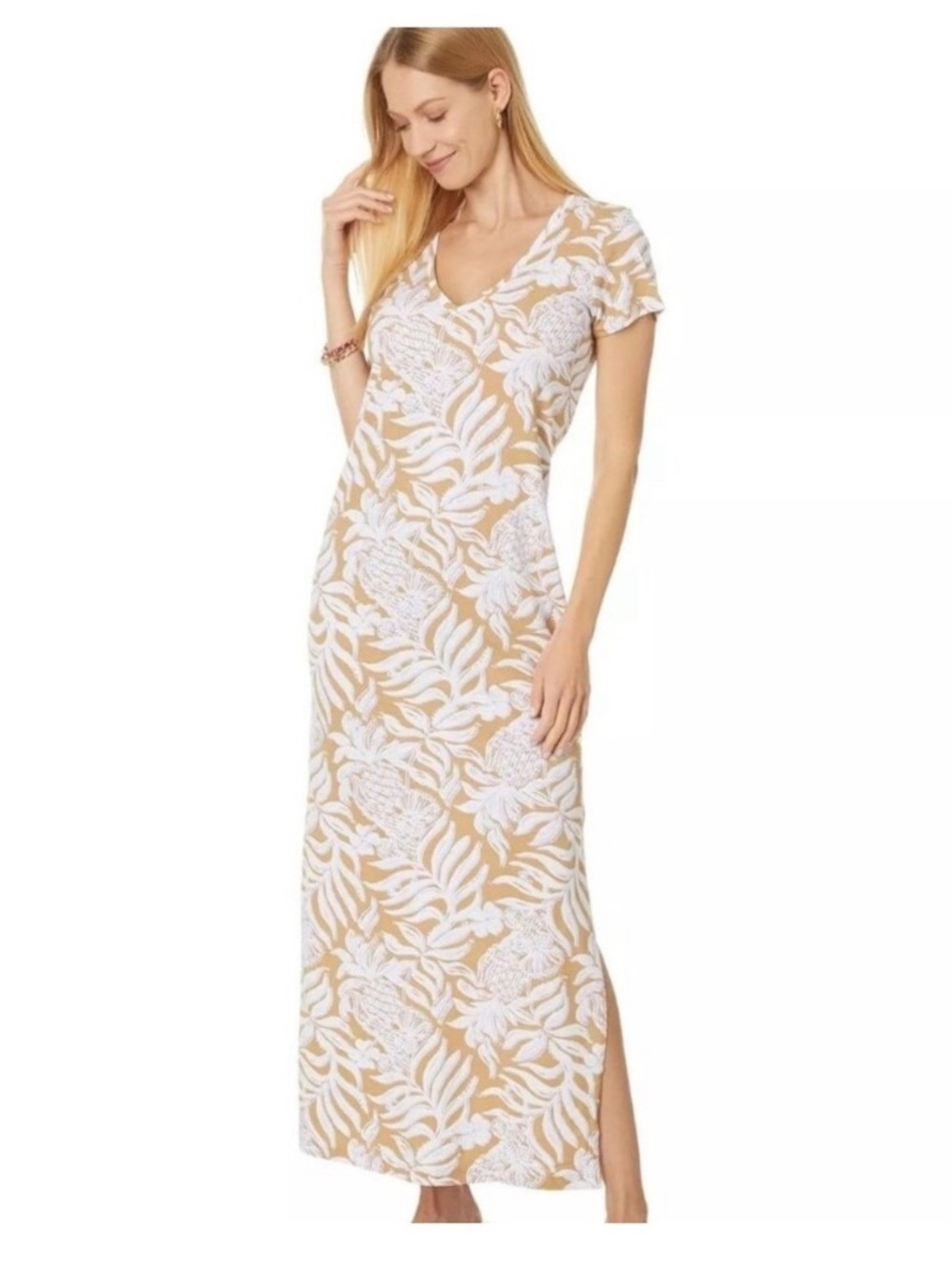 Lilly Pulitzer Etta Maxi Dress Cotton in Rattan Bon Vivants Size Small